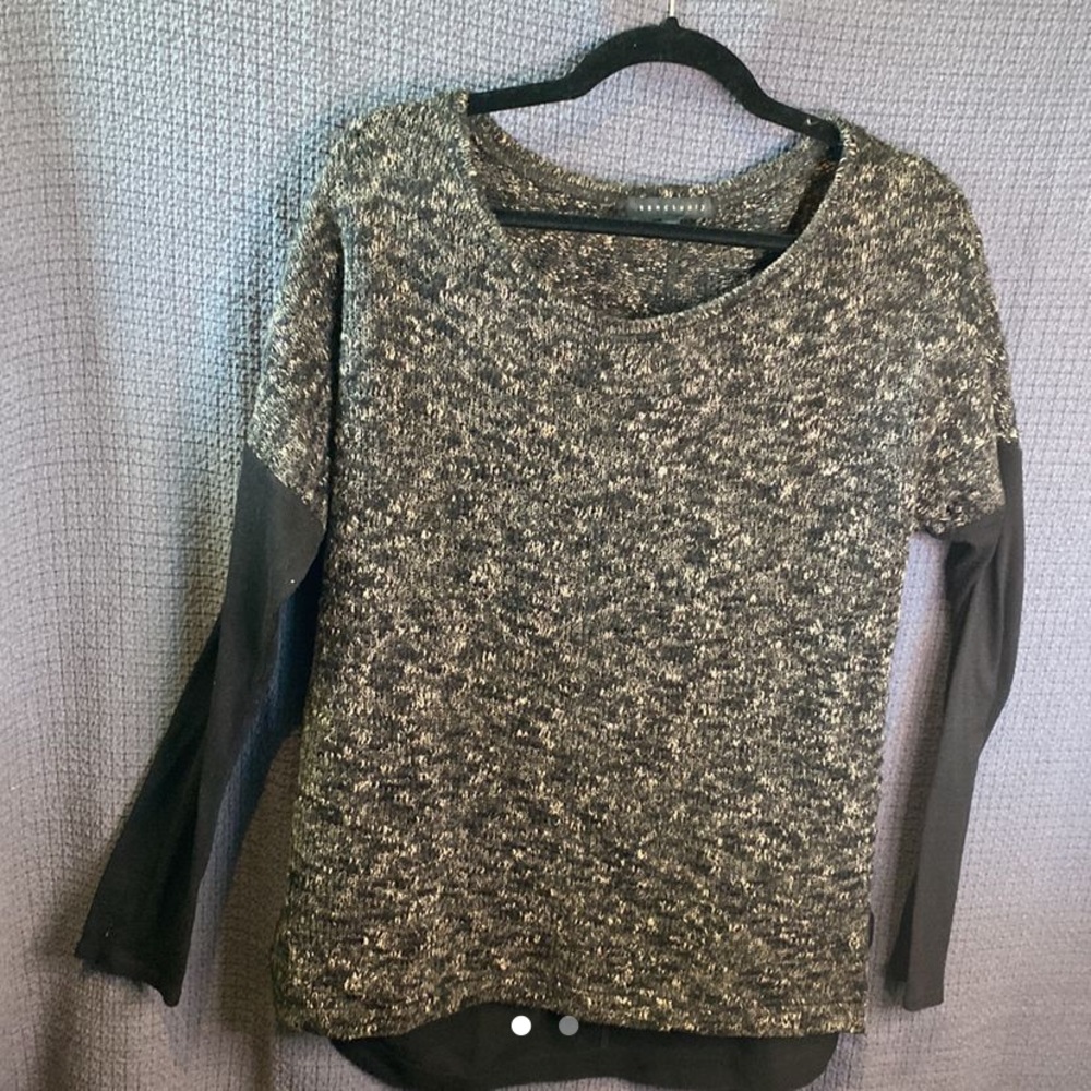 Sanctuary Gray & Black Mesh-Back Sweater